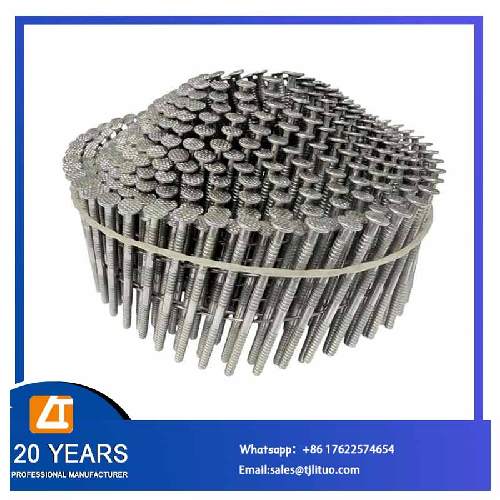 White Galvanized Finish Conical Ring Shank Dome type Coil Nails