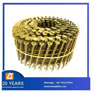 15 degree yellow painted coil nails for pallet 